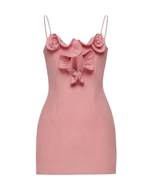 Magda Butrym Pink Cotton Flower-Detail Mini Beach Dress