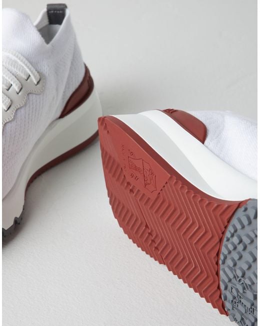 Brunello Cucinelli White Knit Sneakers for men