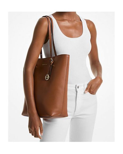 MICHAEL Michael Kors Brown Quinn Large Pebbled Leather Tote Bag