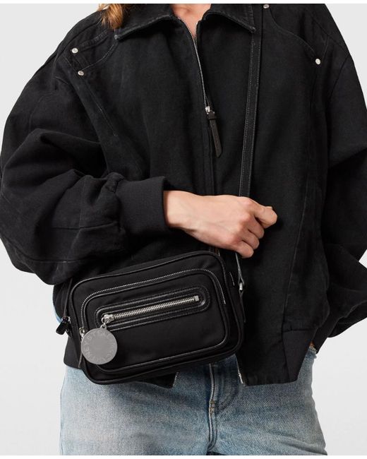 Stella McCartney Black Logo-Plaque Zipped Crossbody Bag