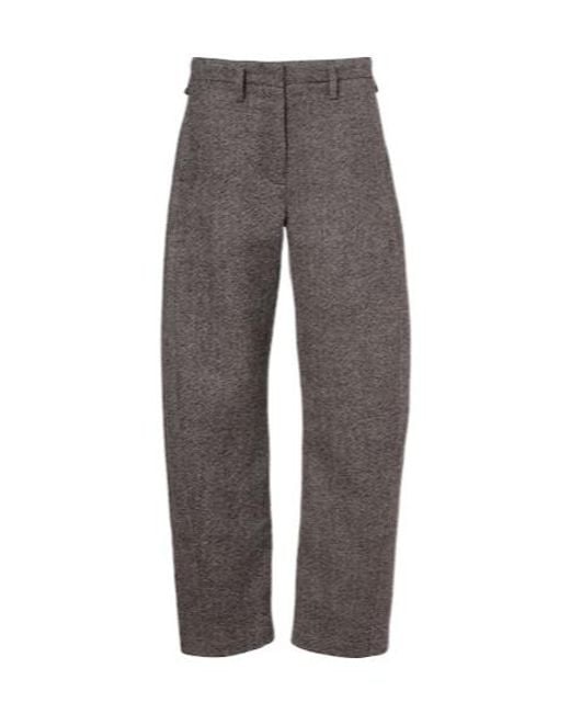 Magda Butrym Gray Low-Rise Herringbone Wool-Blend Barrel-Leg Pants