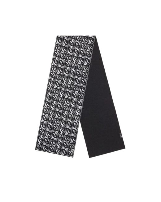 Fendi Gray Allover Ff Jacquard Scarf for men
