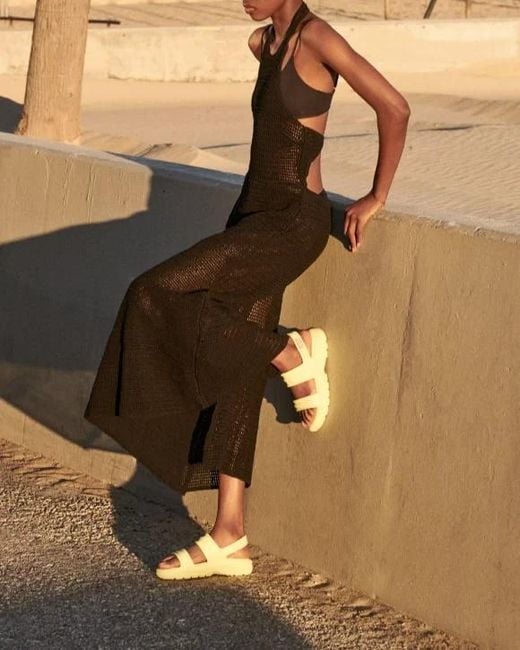 Hunter Yellow Logo Sandals