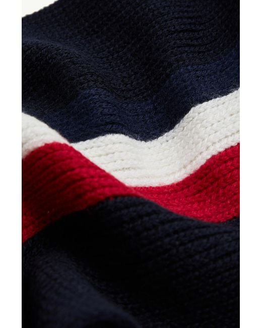 Moncler Blue Logo Patch Fringe Detailed Scarf for men