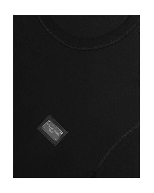 Dolce & Gabbana Black Logo Tag Long-Sleeved T-Shirt for men