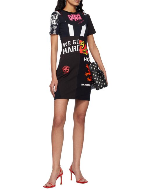 MARINE SERRE Red Graphic-Printed Patchwork Mini Dress