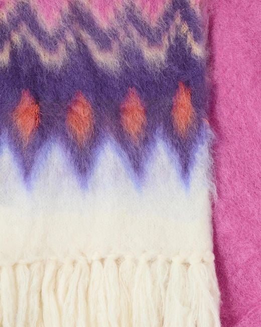 Isabel Marant Pink Pattern Detailed Fringed Scarf