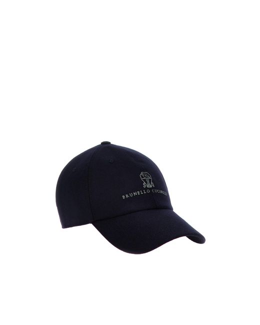 Brunello Cucinelli Blue Logo Embroidered Baseball Cap for men