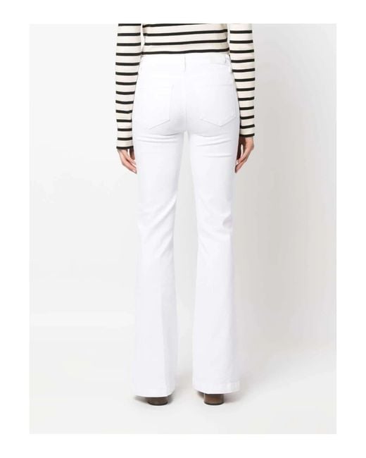 PAIGE White Mid-Rise Flared Jeans
