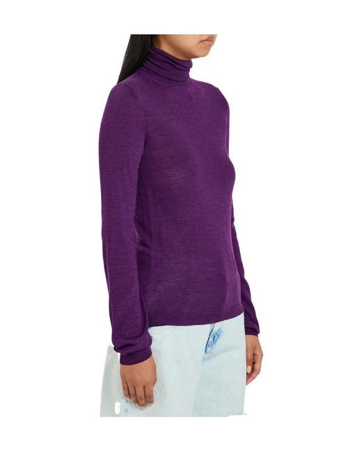 Maison Margiela Purple Roll-Neck Wool And Silk-Blend Top