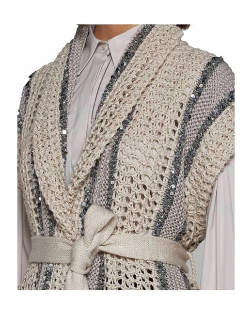 Brunello Cucinelli Multicolor Sequin Embellished Knitted Gilet