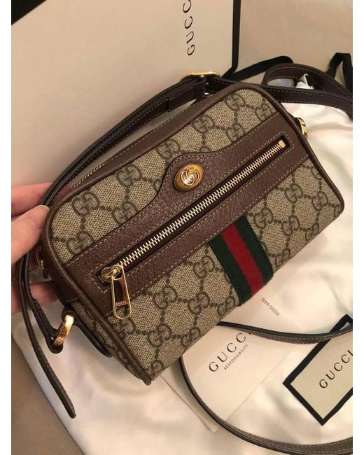 Gucci Brown Ophidia Gg Supreme Mini Bag