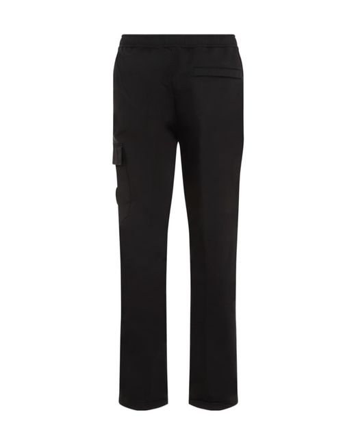 Stone Island Black Compass Patch Tapered Leg Pants for men