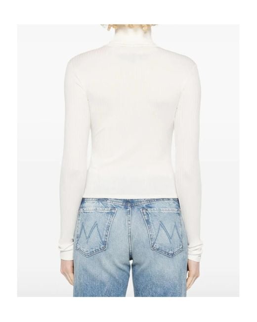 Re/done White Ribbed Roll-Neck Top