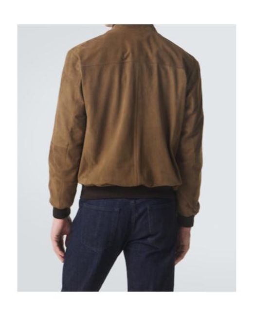 Kiton Brown Suede Bomber Jacket for men