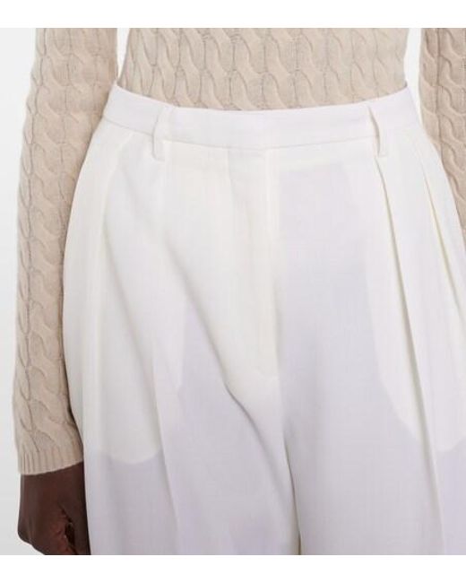 Altuzarra White Emmett High-Rise Wool Tapered Pants