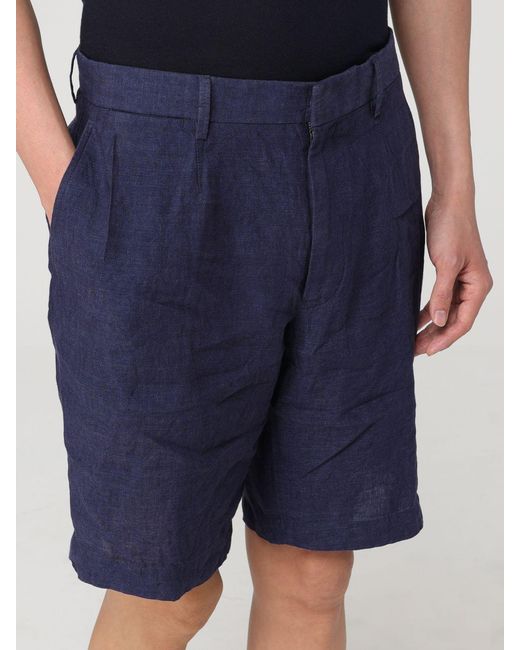 Zegna Blue Pleated Linen Bermuda Shorts for men