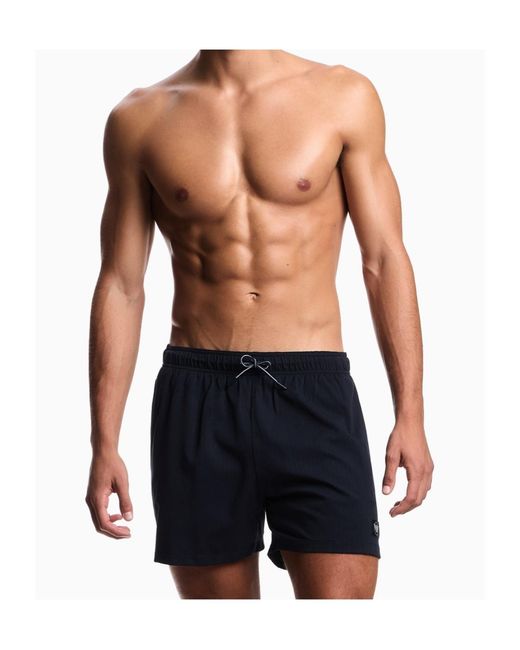 Emporio Armani Blue Drawstring Label Shorts for men
