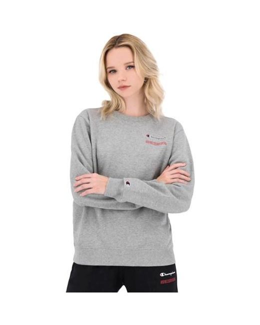 Champion Gray Printed Round-Neck Sweater