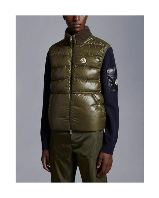 Moncler Green High-Shine Zip-Up Padded Jacket for men