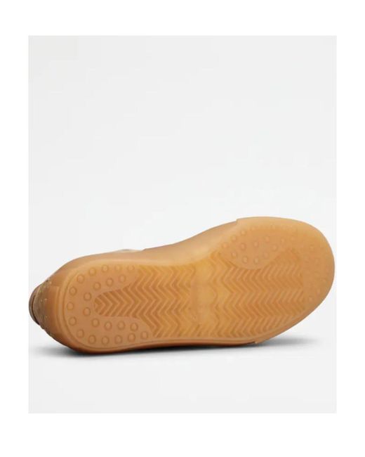 Tod's Brown Logo Embossed Panelled Sneakers for men