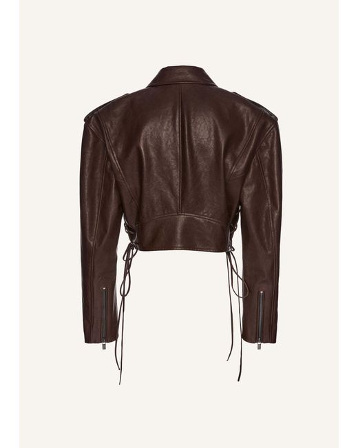 Magda Butrym Brown Cropped Biker Jacket