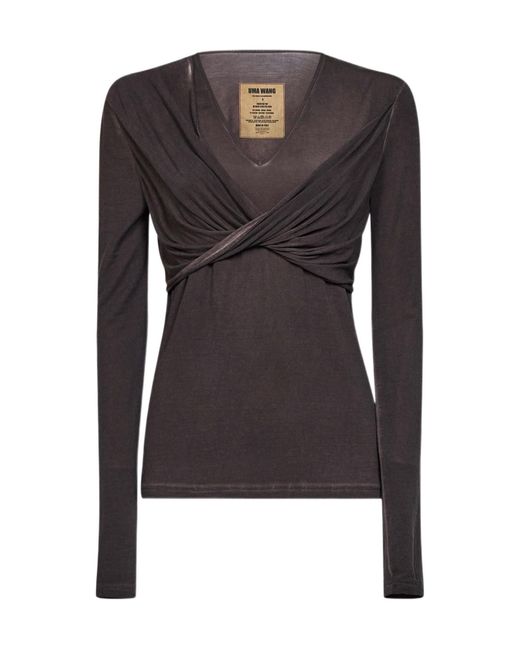 Uma Wang Black Long-Sleeve Knit Top