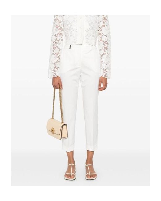 Peserico White Cropped Pleated Trousers