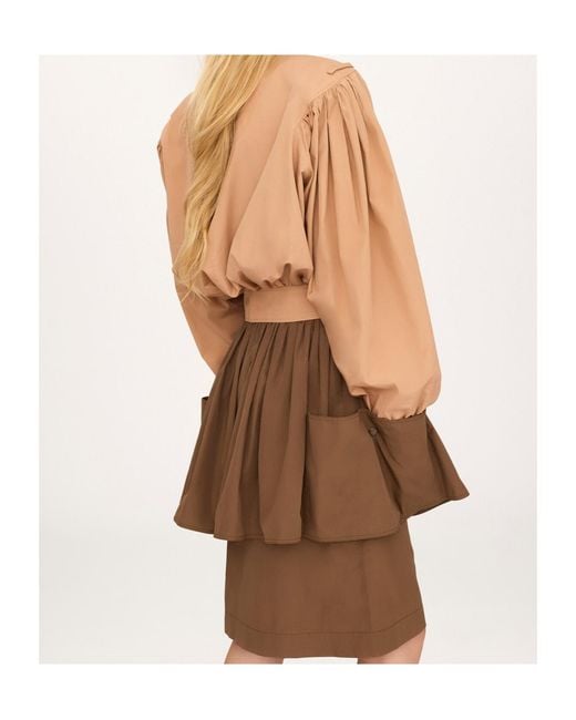 Chloé Natural Chloé Ruched Detail High-Neck Jacket