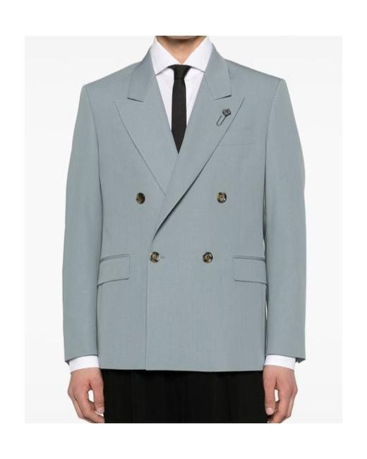 Lardini Blue Double-Breasted Blazer for men