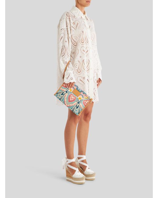 Etro White Mandala Print Cotton Nécessaire