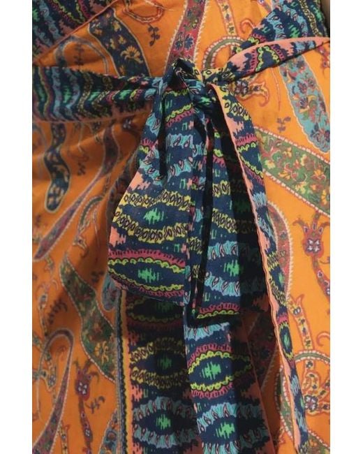 Etro Orange Paisley-Printed Midi Beach Skirt