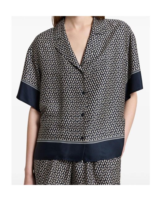 Peserico Gray Pattern-Printed Short-Sleeved Shirt