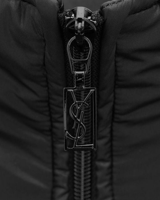 Saint Laurent Black Cassandre Zip-Up Puffer Jacket for men