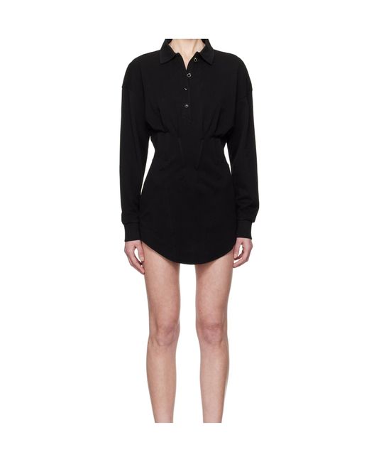 Mugler Black Corseted Polo Mini Dress