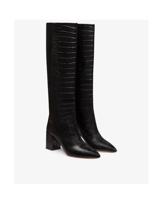 Paris Texas Black Anja Embossed Knee-Length Boots