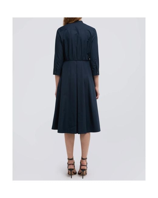Aspesi Blue Pleated Collared Dress