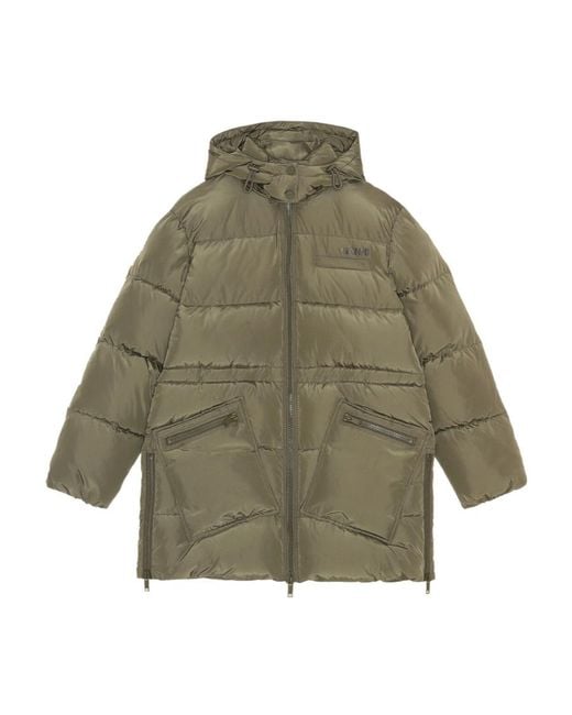 Ganni Green Oversized Tech Puffer Midi Jacket
