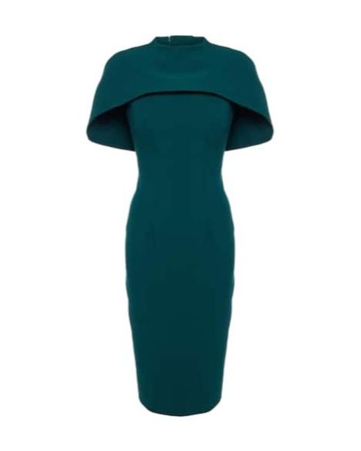 Safiyaa Green Kalika Caped Midi Dress