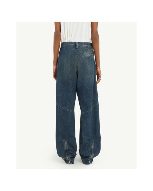 MM6 by Maison Margiela Blue Zip-Detailed Wide-Leg Jeans for men