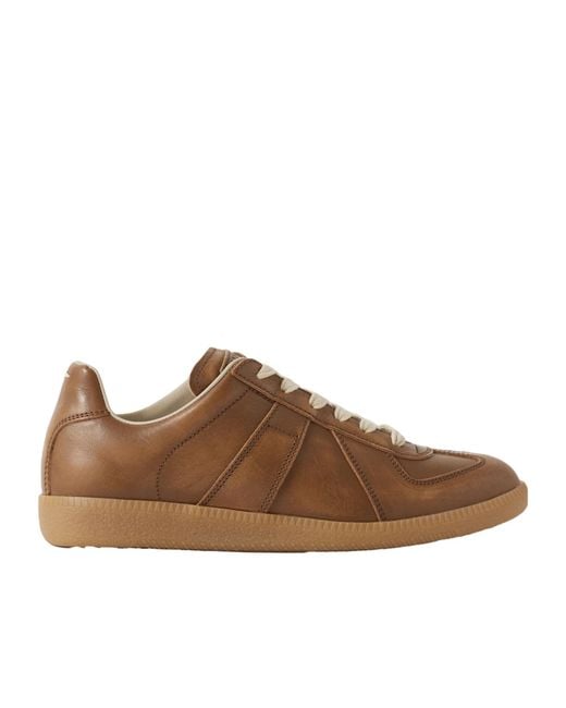 Maison Margiela Brown Replica Leather Sneakers
