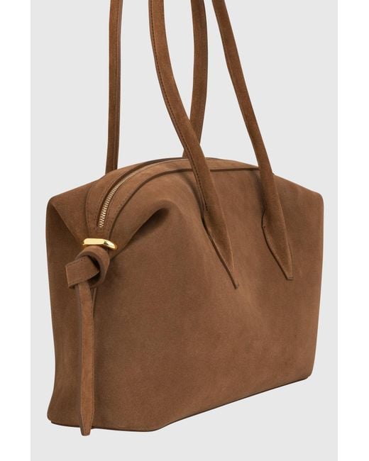 Yuzefi Brown Brioche Duffle Shoulder Bag