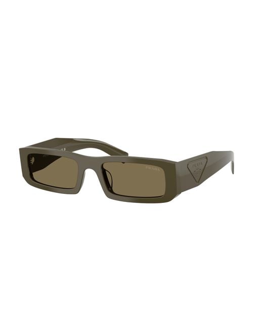 Prada Green Eyewear Rectangle Frame Sunglasses for men