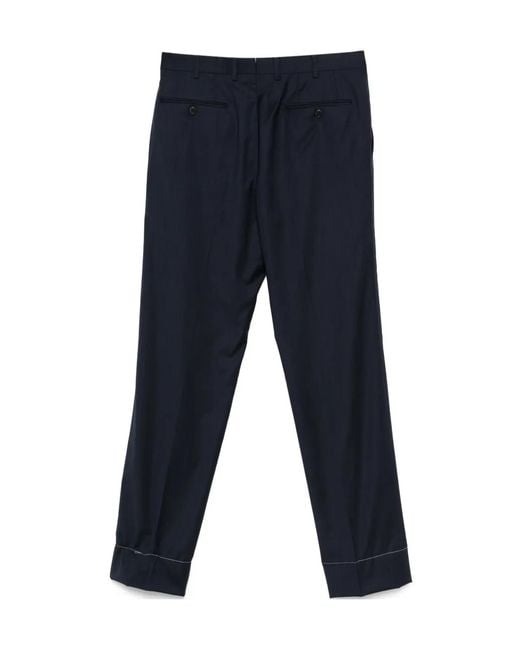 Brioni Blue Pleated Trousers for men