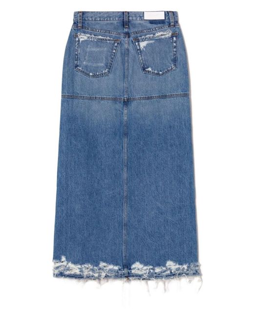Re/done Blue Split Mid-Rise Denim Skirt