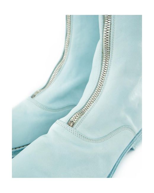 Guidi Blue Front Zipper Design Middle Boot