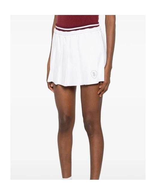Brunello Cucinelli White Striped Pleated Skirt