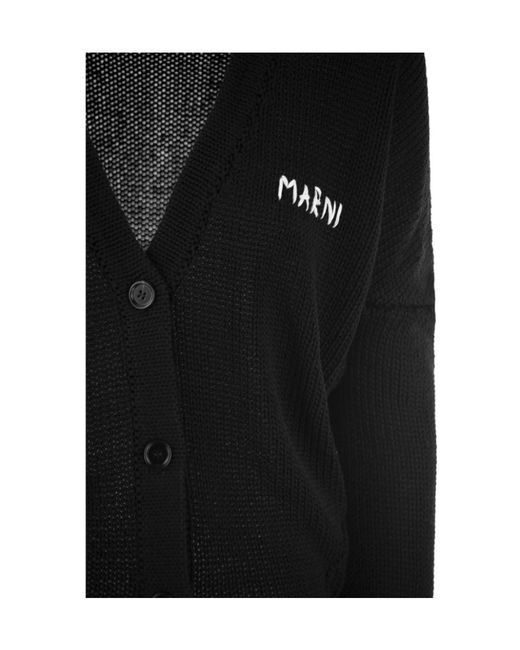 Marni Black Cotton Cardigan For