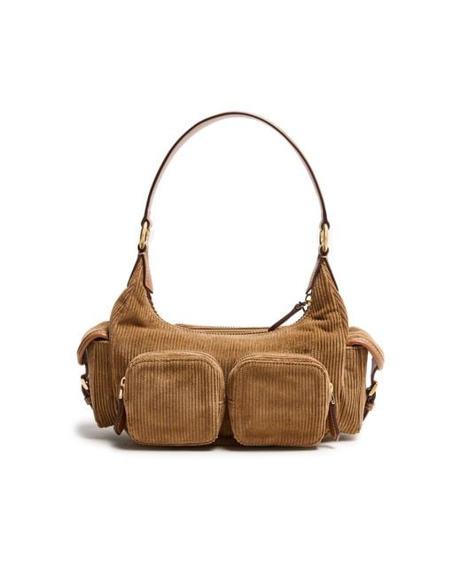 Miu Miu Brown Corduroy Bag With Multiple Pockets