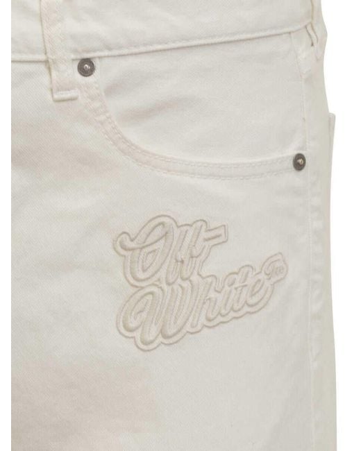 Off-White c/o Virgil Abloh White Logo Embroidered Straight Leg Jeans for men